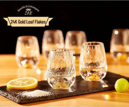 Golden Luxe Crystal Shot Glass Set – 1.5oz Premium BPA-Free Whiskey Glasses (Set of 2)