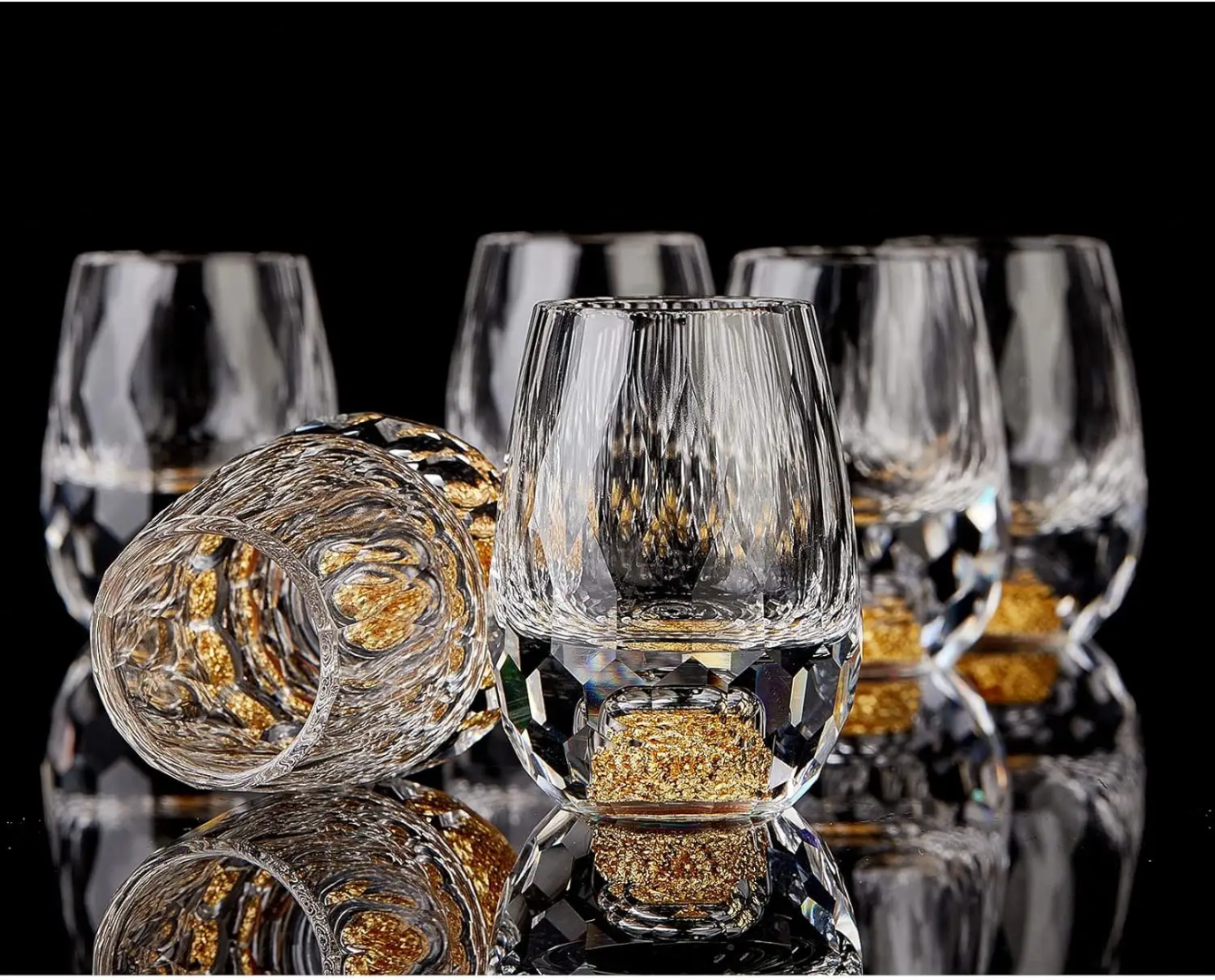 Golden Luxe Crystal Shot Glass Set – 1.5oz Premium BPA-Free Whiskey Glasses (Set of 2)