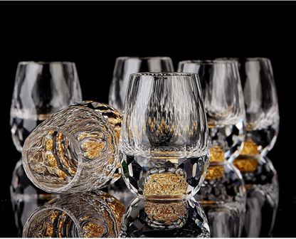Golden Luxe Crystal Shot Glass Set – 1.5oz Premium BPA-Free Whiskey Glasses (Set of 2)