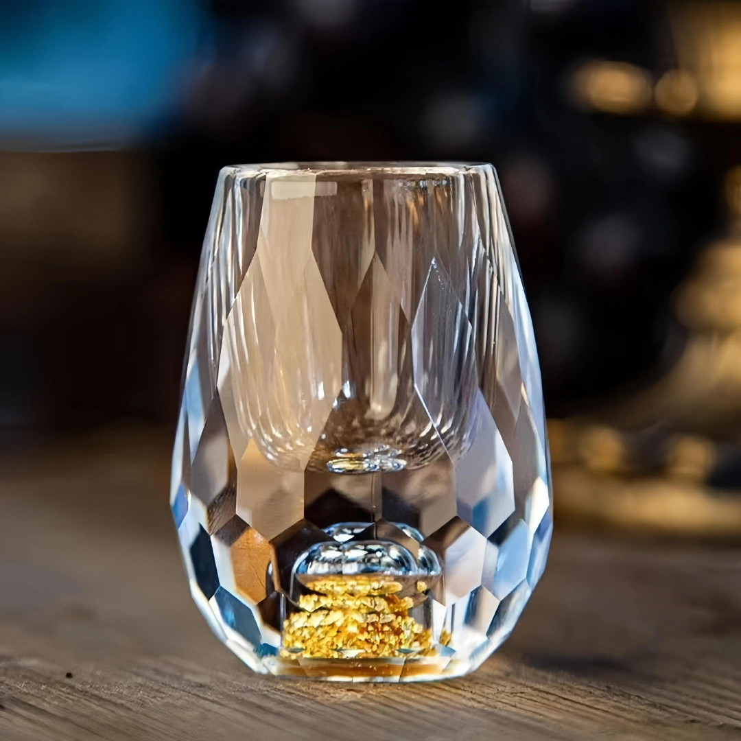Golden Luxe Crystal Shot Glass Set – 1.5oz Premium BPA-Free Whiskey Glasses (Set of 2)