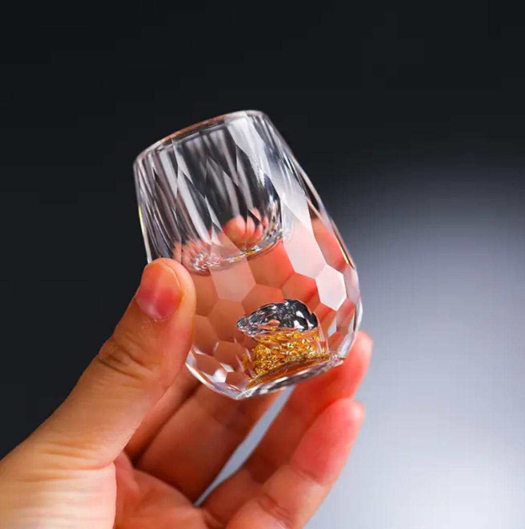 Golden Luxe Crystal Shot Glass Set – 1.5oz Premium BPA-Free Whiskey Glasses (Set of 2)