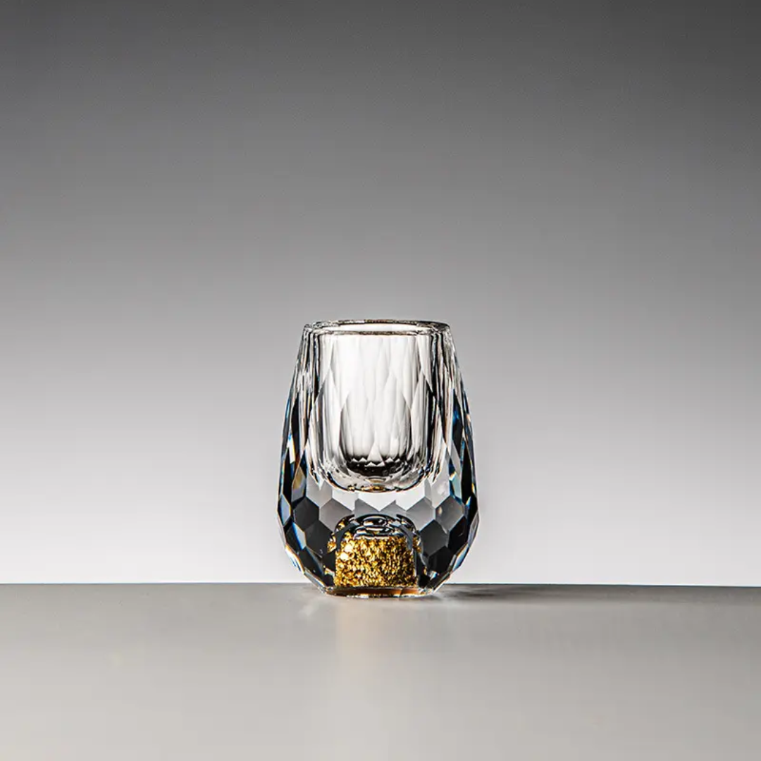 Golden Luxe Crystal Shot Glass Set – 1.5oz Premium BPA-Free Whiskey Glasses (Set of 2)
