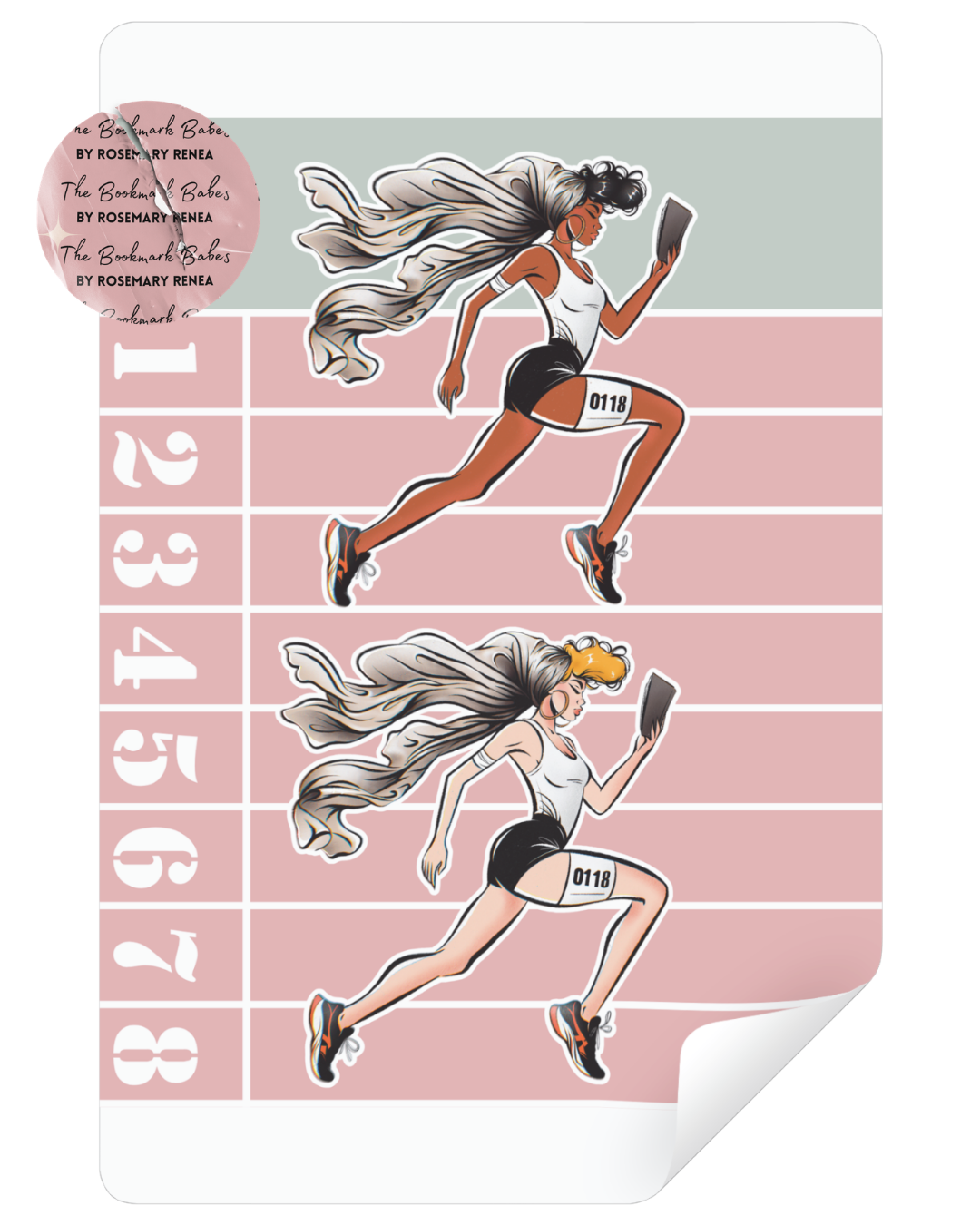 Fitness aesthetic Kindle stickers with runner girl design waterproof vinyl sheet