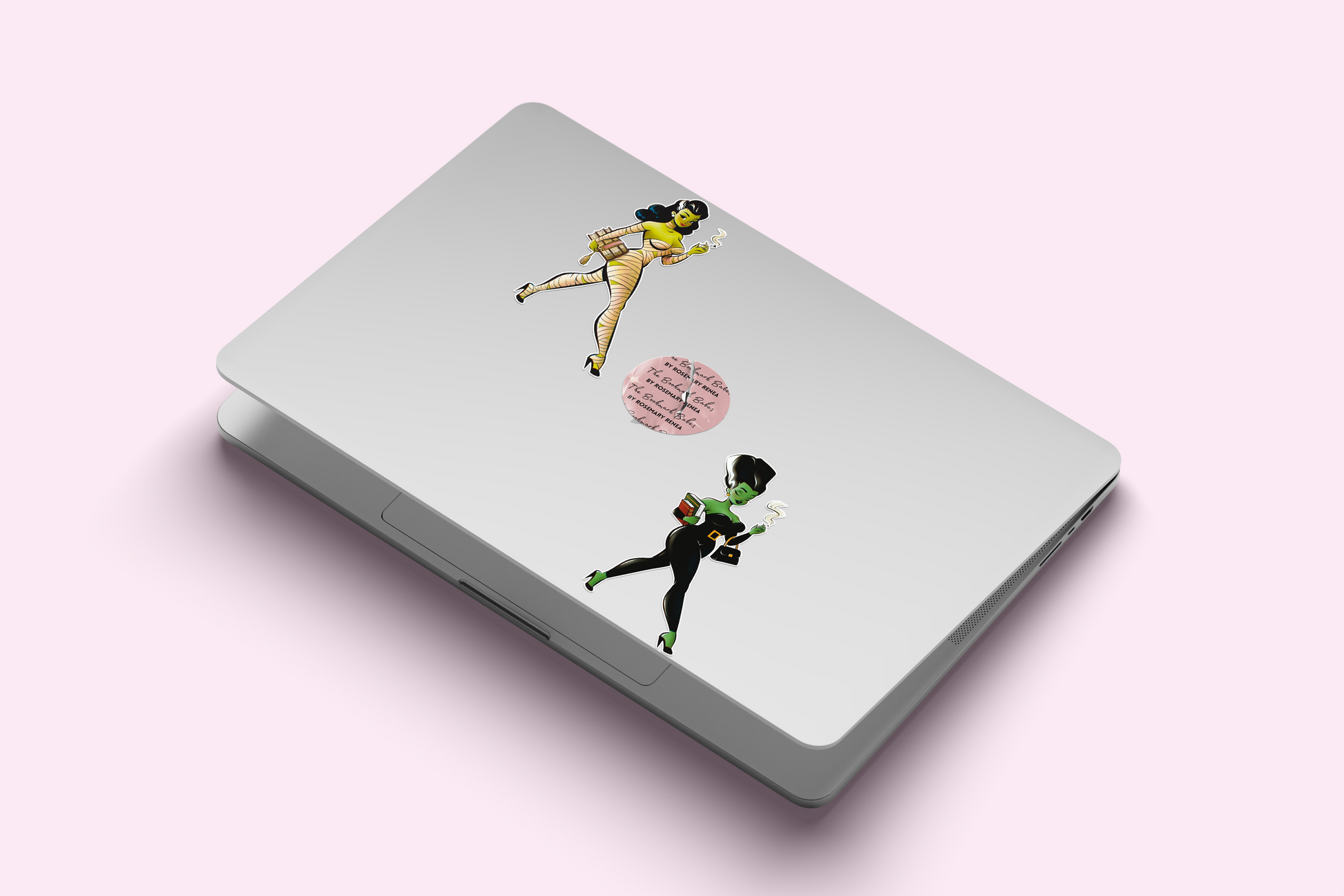 Green aesthetic Black girl Kindle stickers with fun dark, bookish, and slightly mysterious vibe, waterproof vinyl for laptops and journals