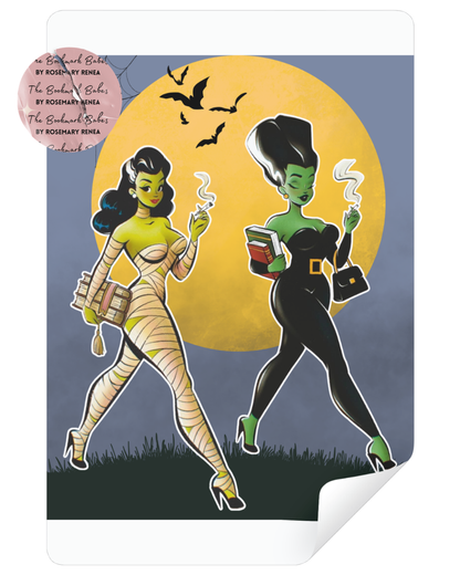 Green aesthetic Black girl Kindle stickers with fun dark, bookish, and slightly mysterious vibe, waterproof vinyl for laptops and journals
