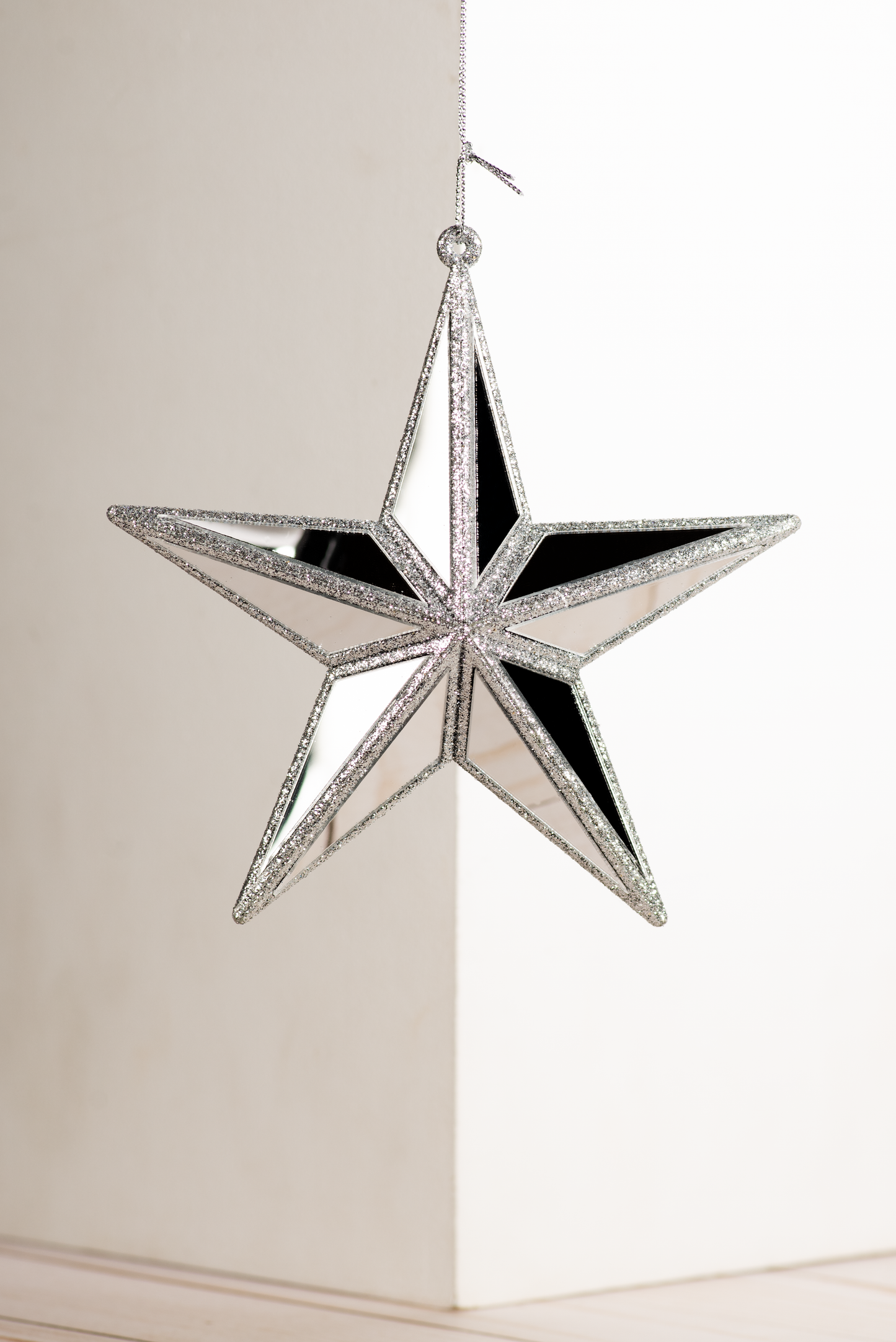 Elegant silver Christmas ornament with metallic shine