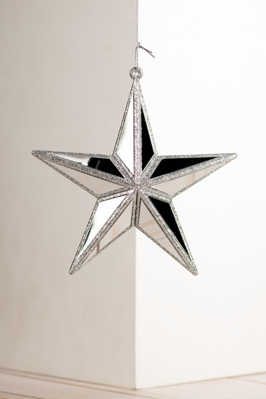 Elegant silver Christmas ornament with metallic shine